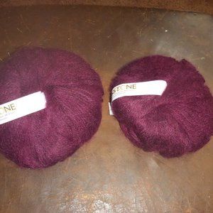 2 Balls Ironstone Herb Garden Mohair Blend Yarn - Color Burgundy - 233 yds ea